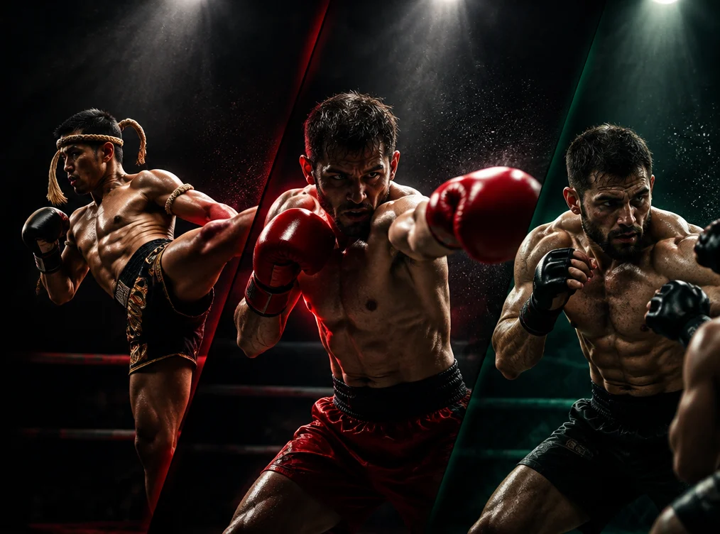 Lutadores de Muay Thai, Boxe e MMA em ação