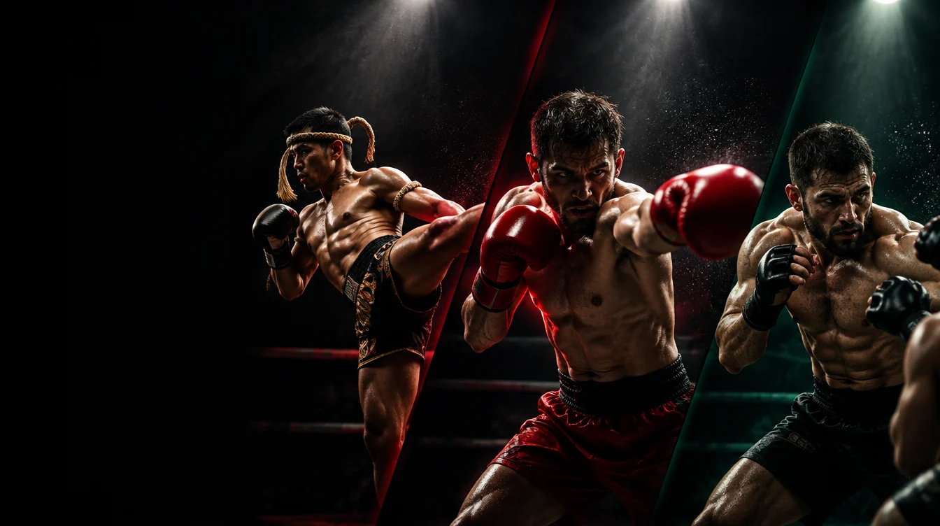 Lutadores de Muay Thai, Boxe e MMA em ação